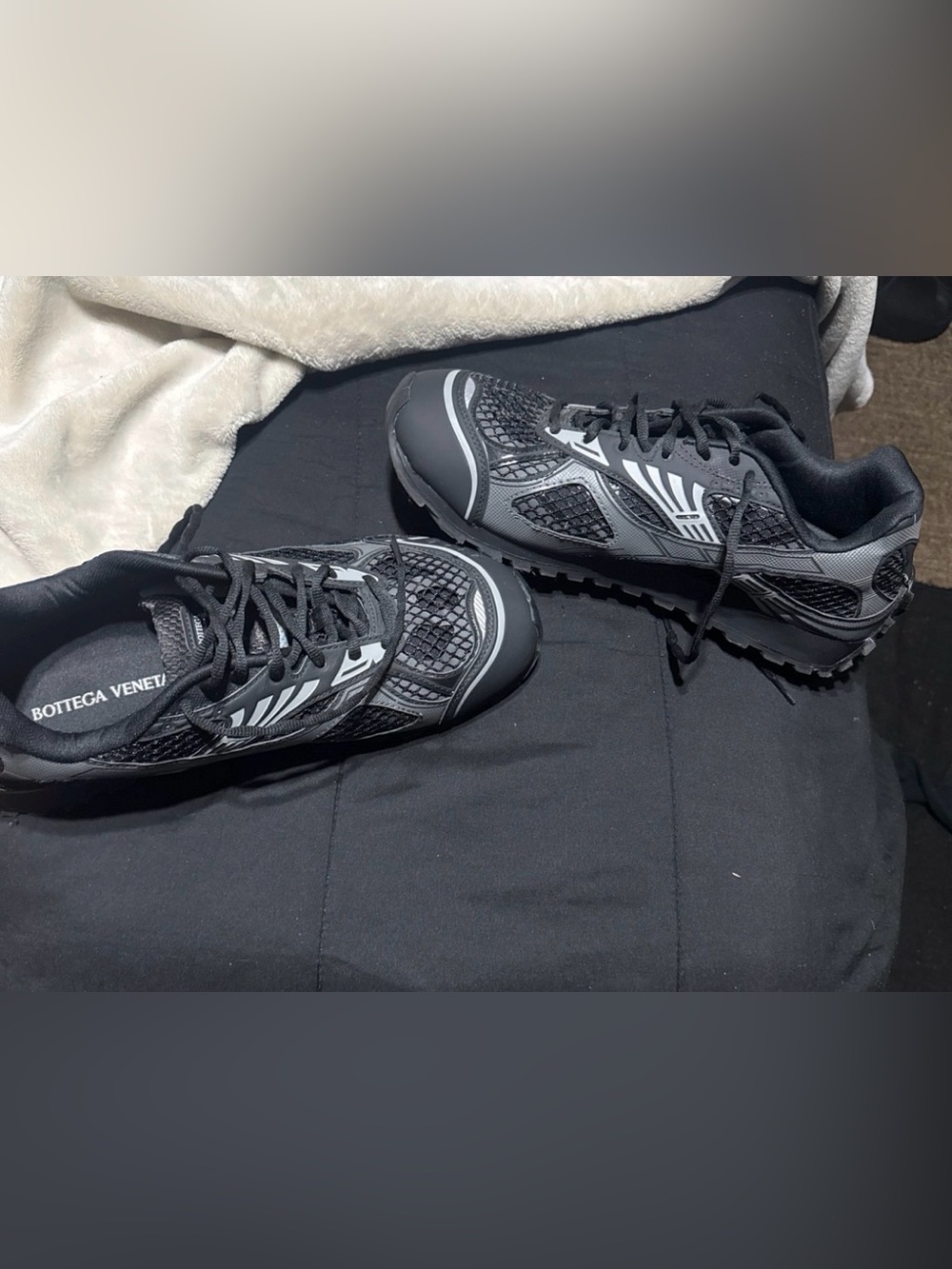 Bottega Veneta Black and Gray Athletic Sneakers